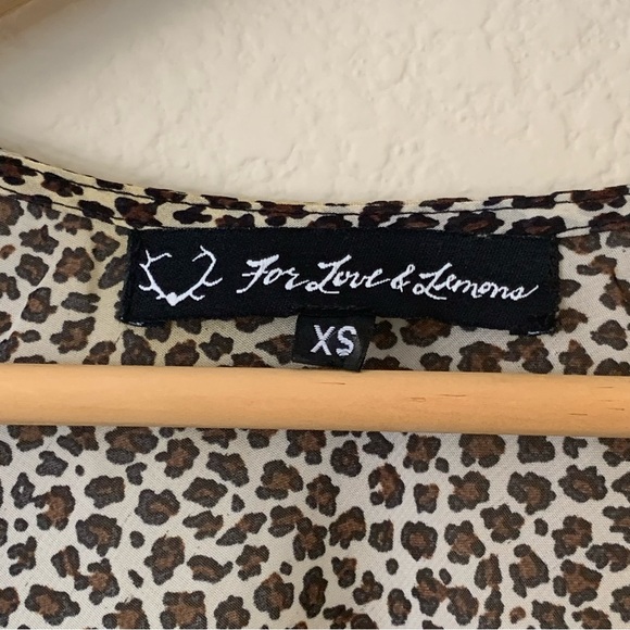 For Love & Lemons Sheer V-Neck Day Tripper Tunic Mini Dress Leopard Print Sz XS - Picture 7 of 9